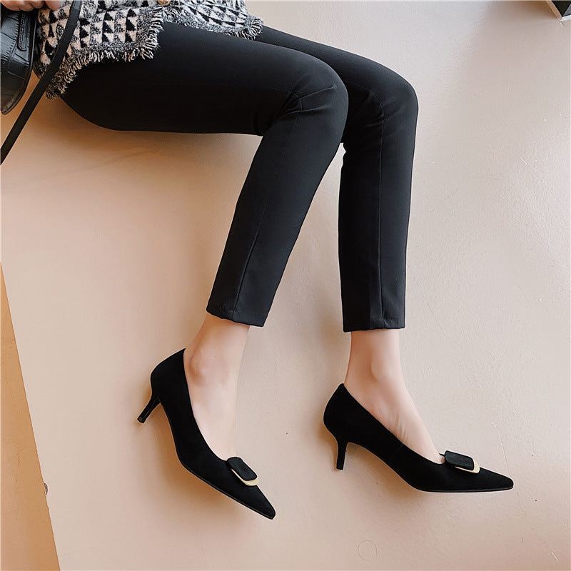 Stiletto Shoes, Sheepskin Insoles, Pointed Toe Women's Shoes, Solid Color High Heels