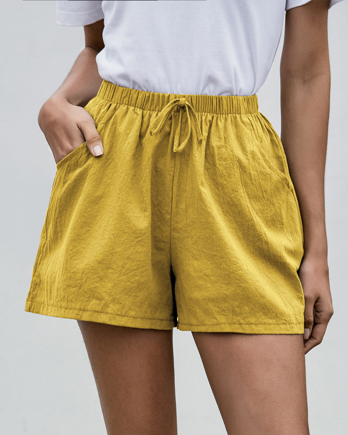 Linen A-Line Shorts Summer Casual Pants Women's Loose Wide Leg Pants
