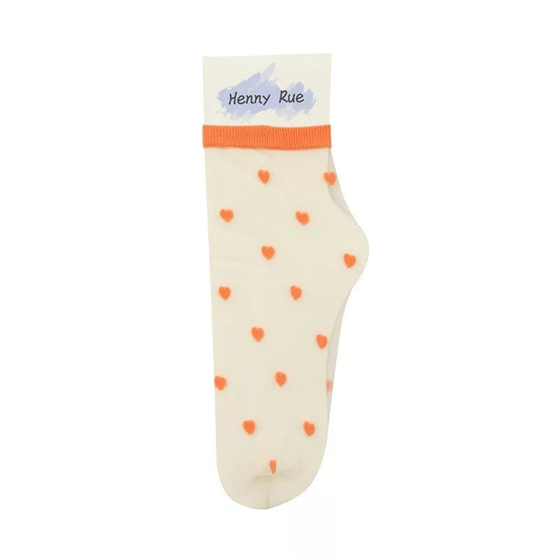 Candy-colored Love Socks, Glass Stockings, Breathable And Thin