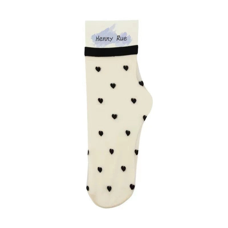 Candy-colored Love Socks, Glass Stockings, Breathable And Thin