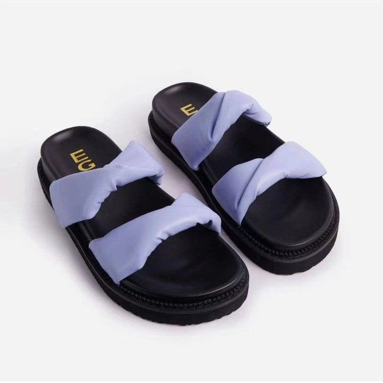 Two Flat Sandals And Slippers With Platform