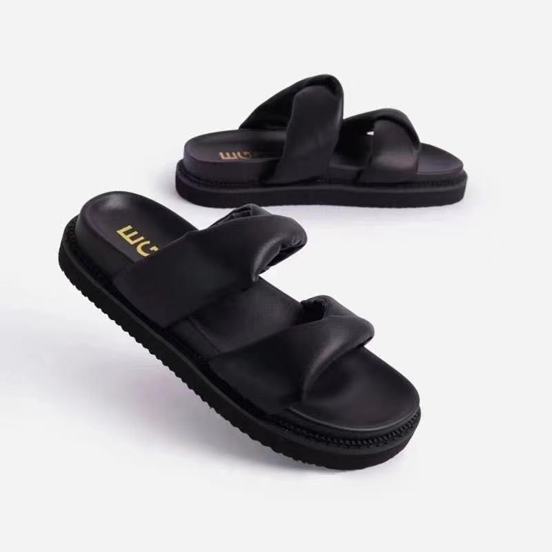 Two Flat Sandals And Slippers With Platform