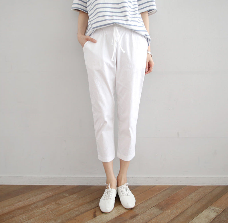 Thin High-waisted Loose Linen Pants
