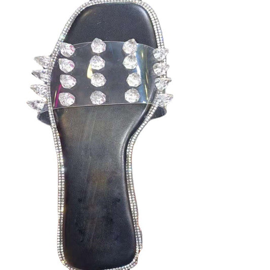 Rhinestone Rivet Flat Flip-flop Beach Shoes