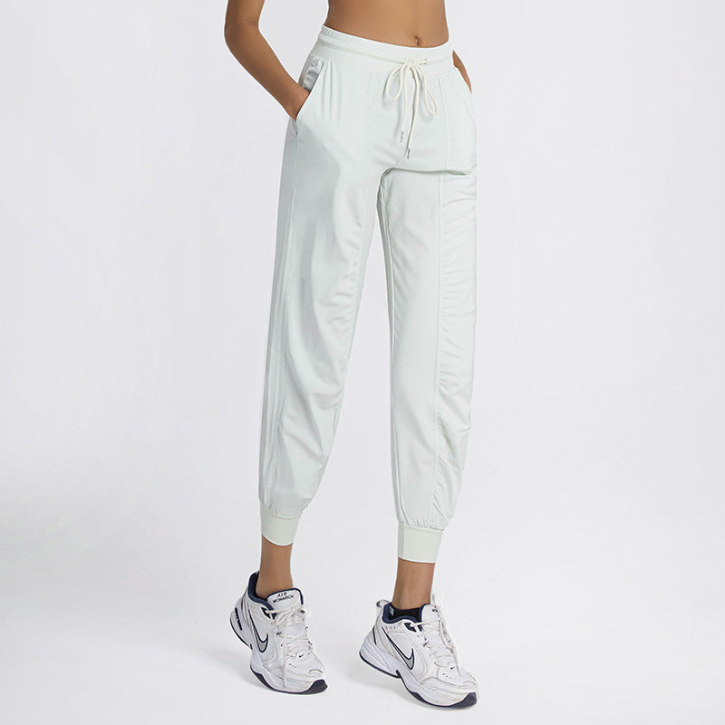 Drawstring Running Fitness Solid Color Pocket Casual Yoga Pants