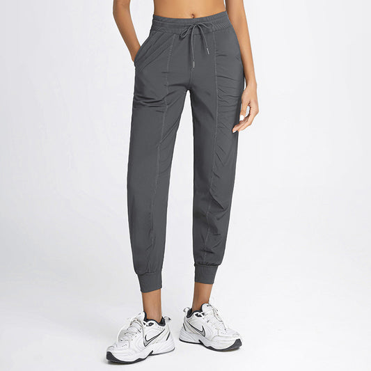 Drawstring Running Fitness Solid Color Pocket Casual Yoga Pants