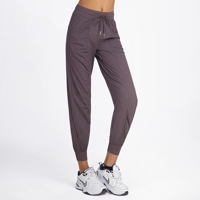 Drawstring Running Fitness Solid Color Pocket Casual Yoga Pants