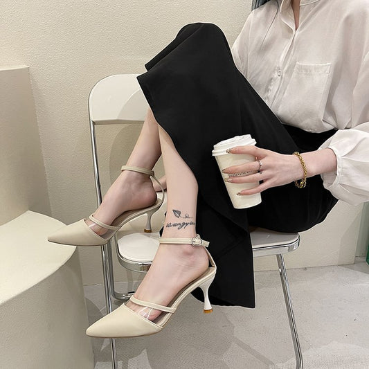 Korean Version Of The Net Red Fashion Pointed Fairy Buckle High Heels Women Wholesale