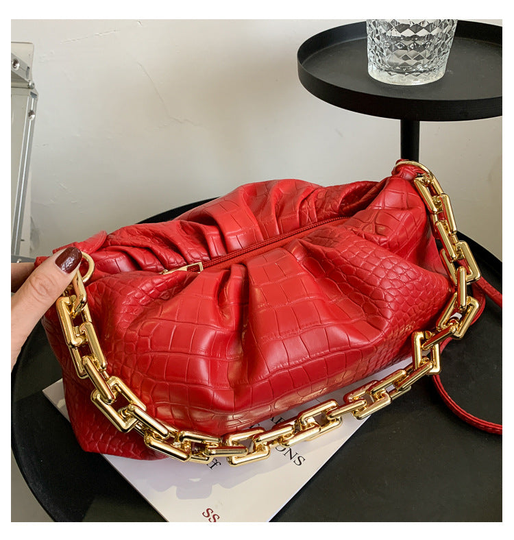 Folding One-shoulder Thickened Chain Messenger Handbag