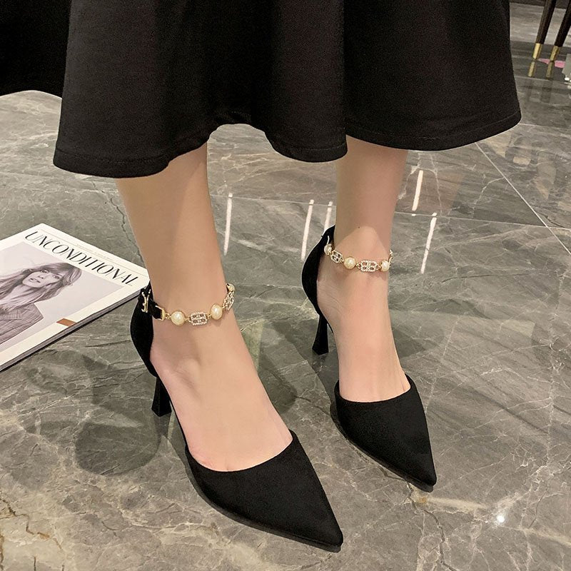 French Pointed Toe Stiletto Professional Etiquette Single Shoes