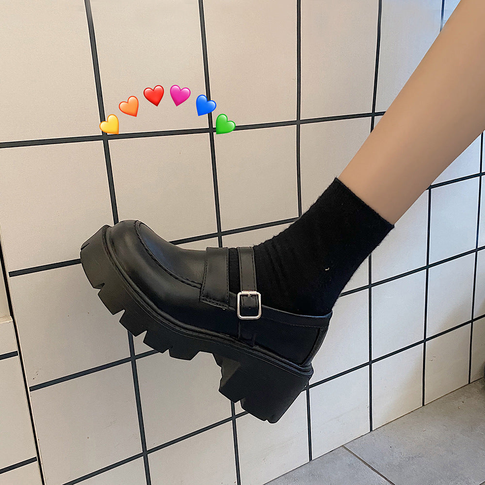 Thick-soled Mary Jane Small Leather Shoes Women's Autumn