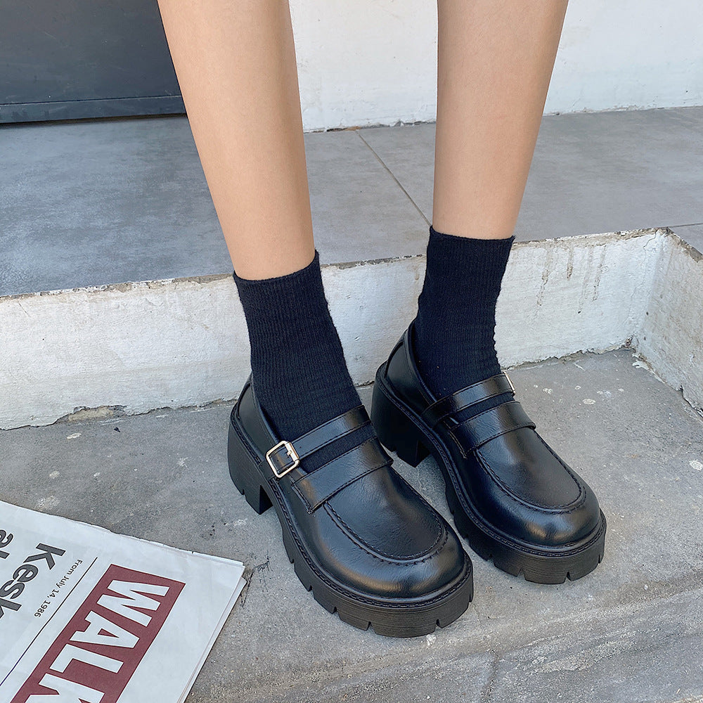 Thick-soled Mary Jane Small Leather Shoes Women's Autumn