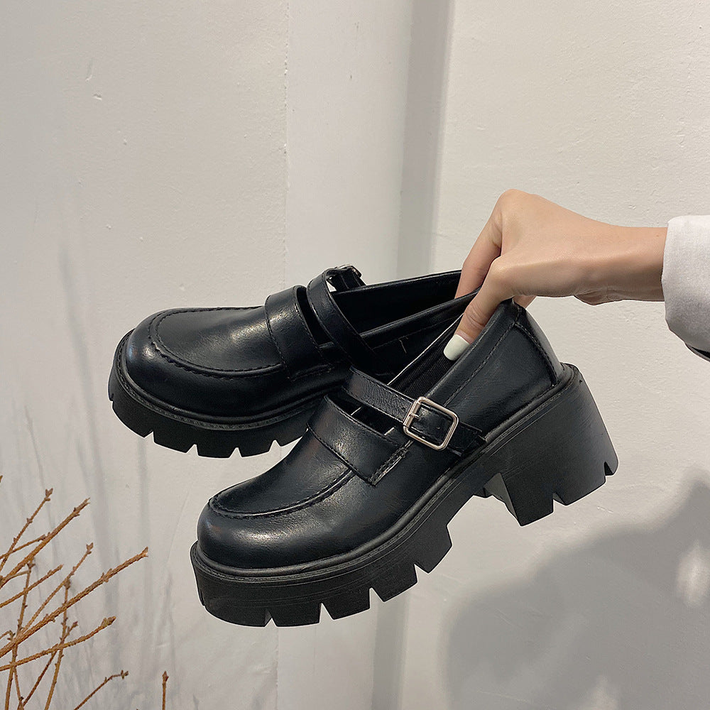 Thick-soled Mary Jane Small Leather Shoes Women's Autumn