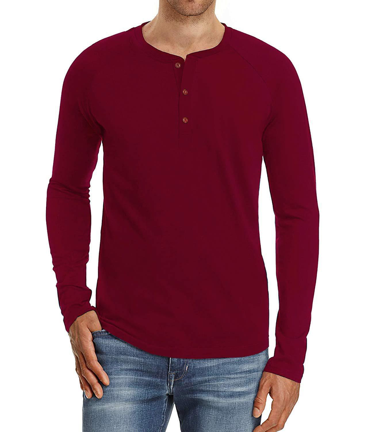 Raglan Long Sleeve Solid Color Plus Size Men's T-Shirt