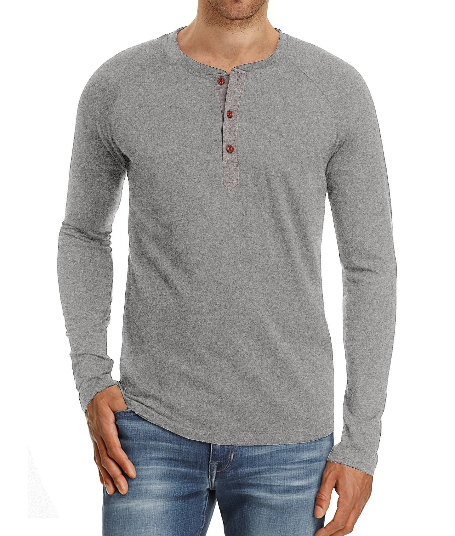 Raglan Long Sleeve Solid Color Plus Size Men's T-Shirt