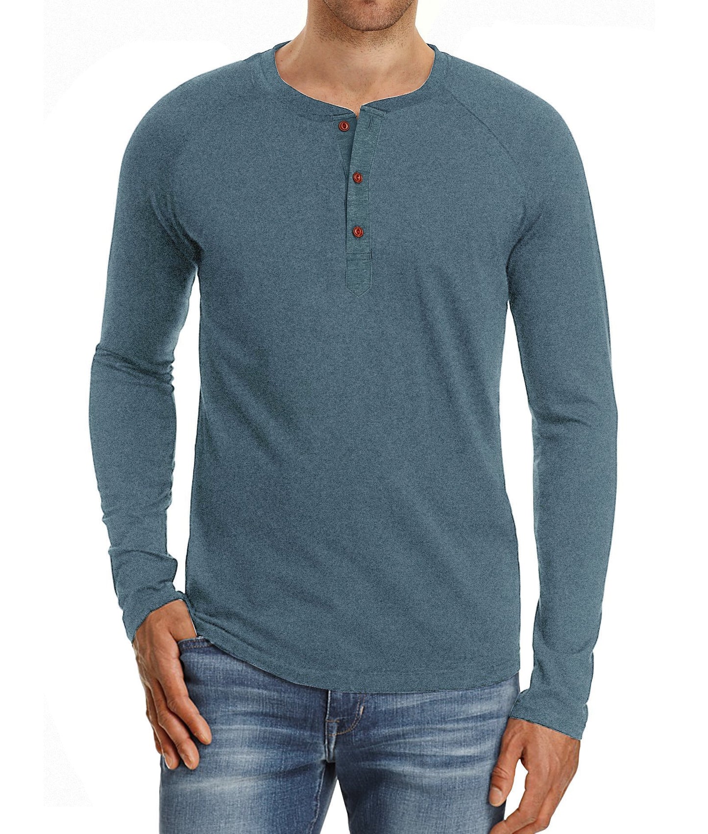 Raglan Long Sleeve Solid Color Plus Size Men's T-Shirt