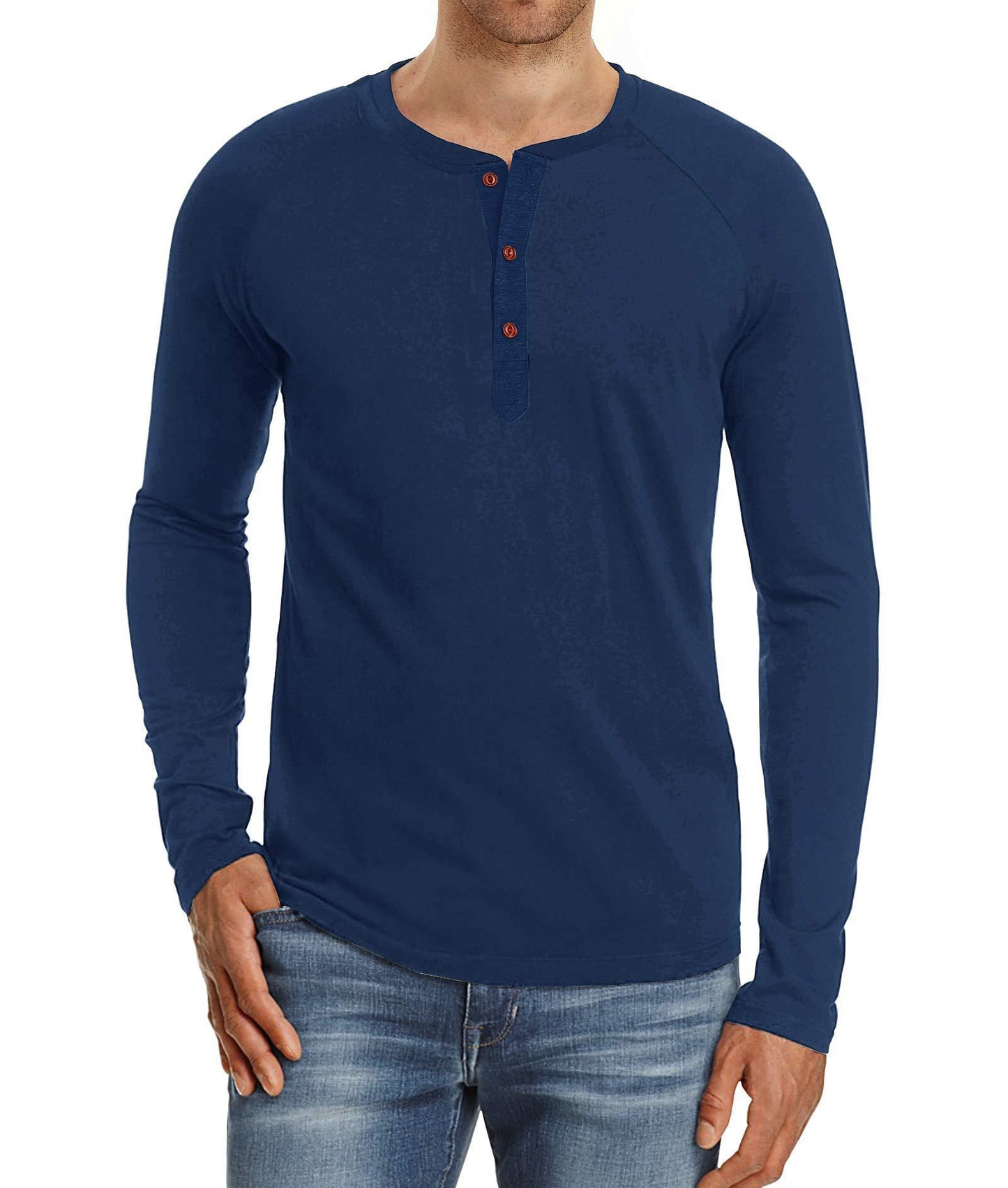 Raglan Long Sleeve Solid Color Plus Size Men's T-Shirt