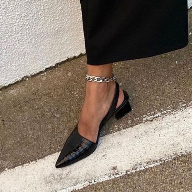 Mid-heel Baotou Sandals With Plaid Chunky Heel