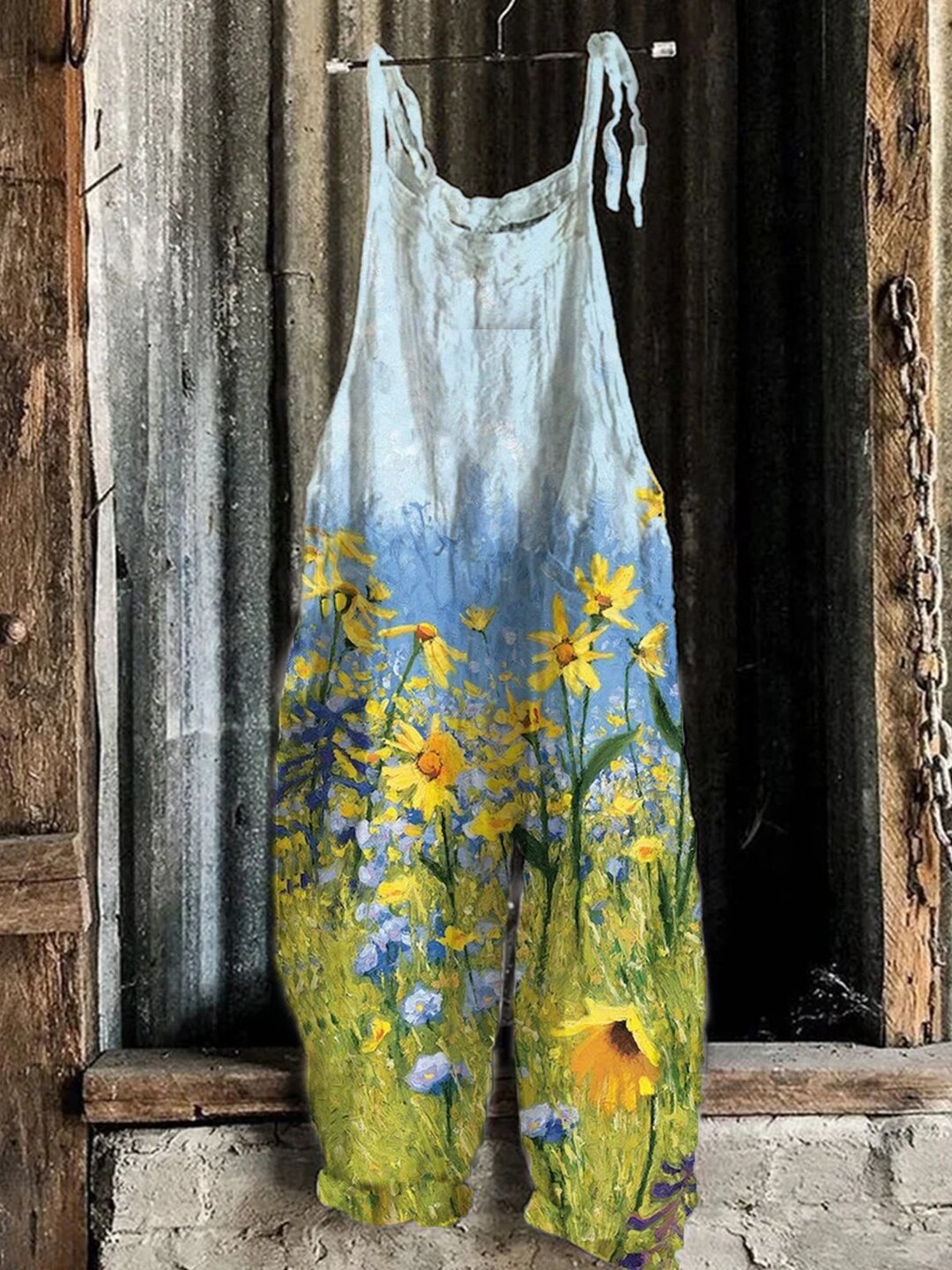 Printed Retro Wide-leg Women's Jumpsuit