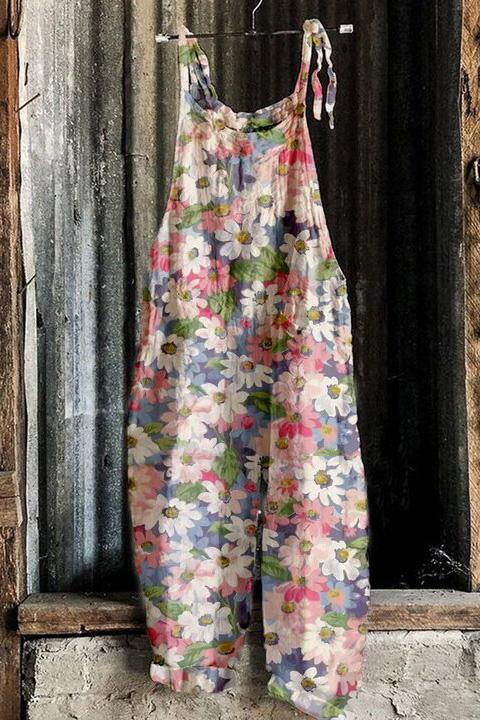 Printed Retro Wide-leg Women's Jumpsuit