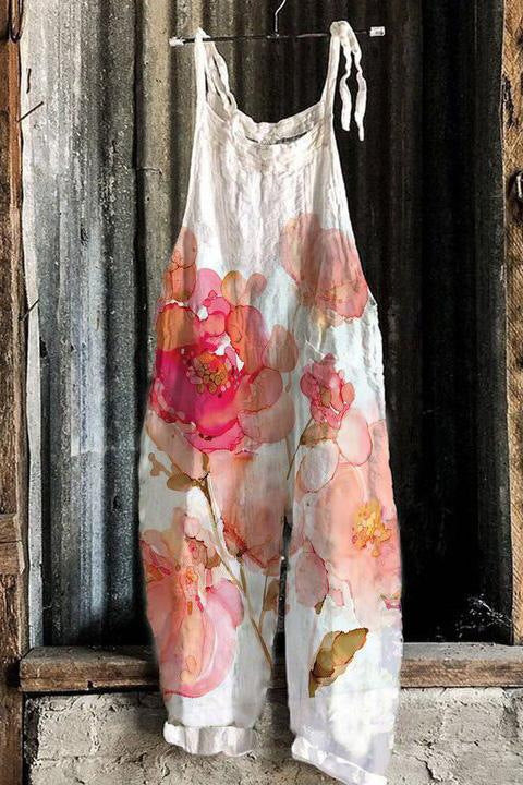 Printed Retro Wide-leg Women's Jumpsuit