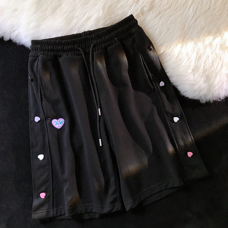 Sports Five-point Pants, Heart-breasted Design