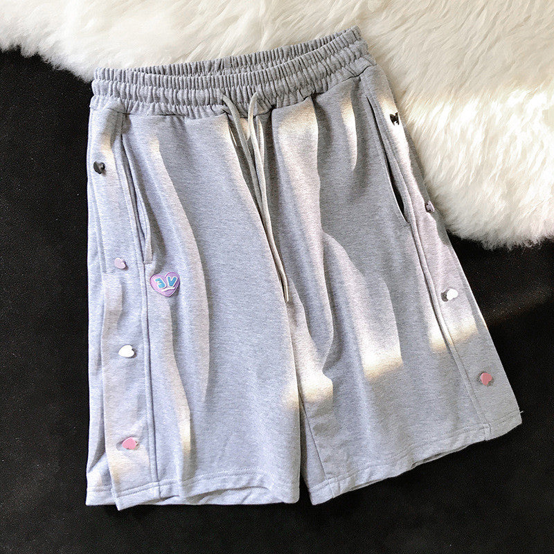 Sports Five-point Pants, Heart-breasted Design
