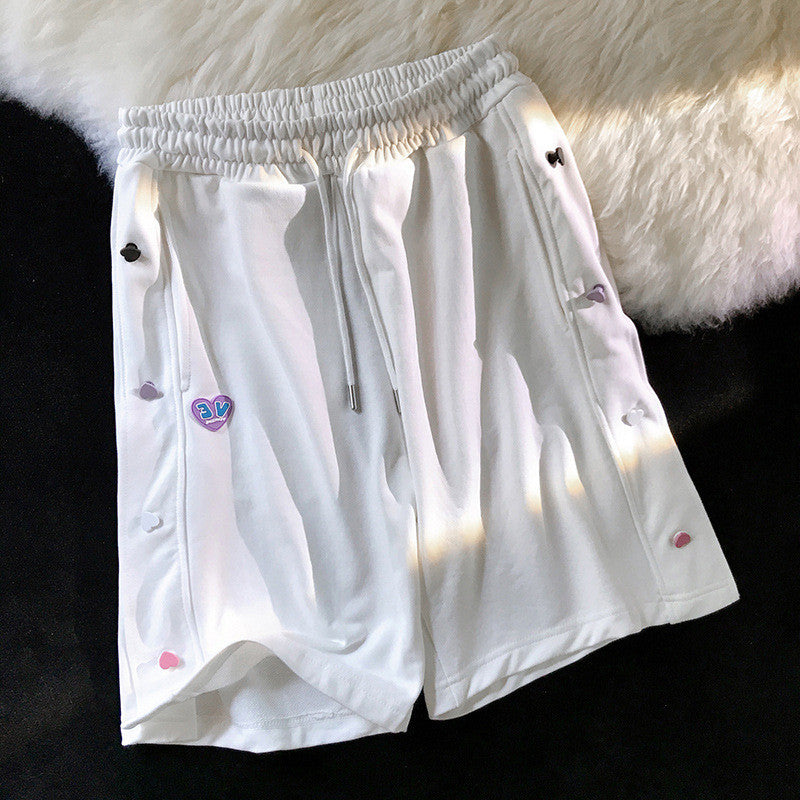 Sports Five-point Pants, Heart-breasted Design