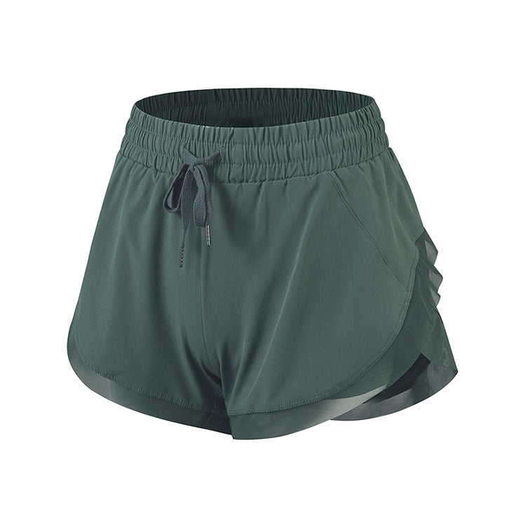 Fake Two-piece Fitness Shorts Women High Waist Stretch Tight