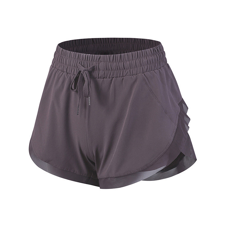 Fake Two-piece Fitness Shorts Women High Waist Stretch Tight