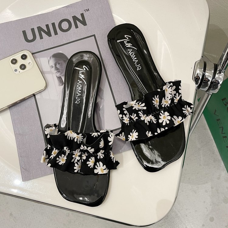 Sandals And Slippers Women's New Floral Flat Bottom Fashion Soft Bottom Women's Shoes