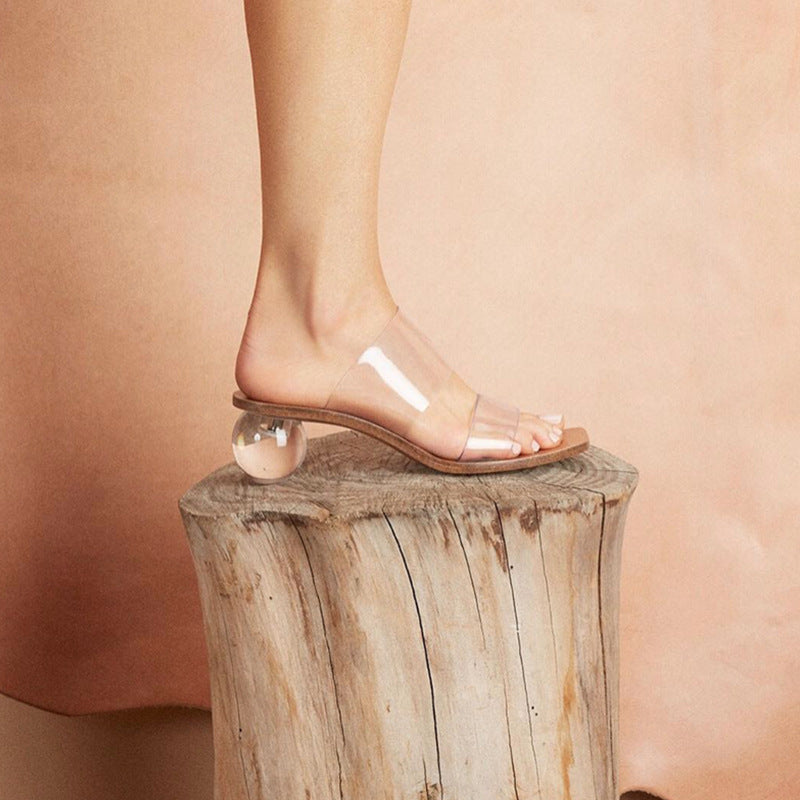 Crystal With High Thick Heel All-match Seaside Holiday Slippers