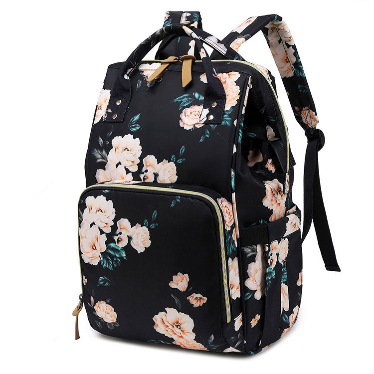 Fashion Printed Mother Bag USB Rechargeable Mother And Baby Bag Diaper Backpack