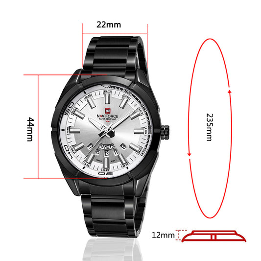 Steel Belt Men's Watch Business Belt Calendar Week Watch