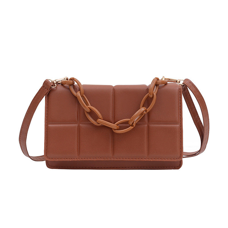 Simple Lattice Ladies Bag Chain Single Shoulder Messenger Fashionable And Popular Square Bag