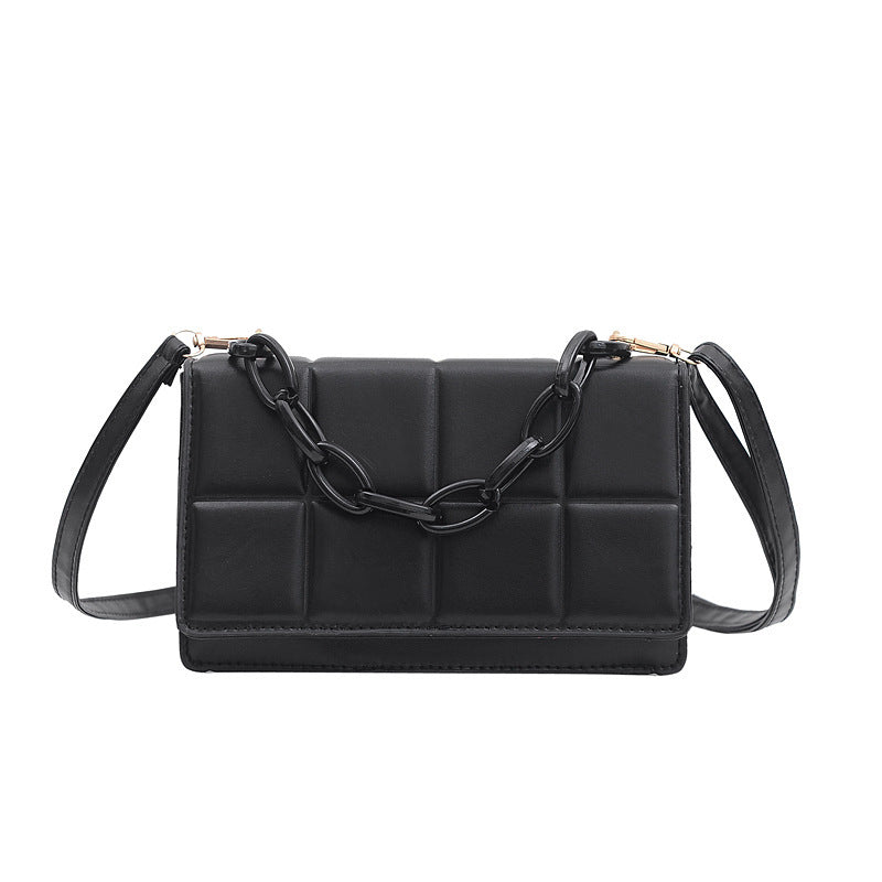 Simple Lattice Ladies Bag Chain Single Shoulder Messenger Fashionable And Popular Square Bag