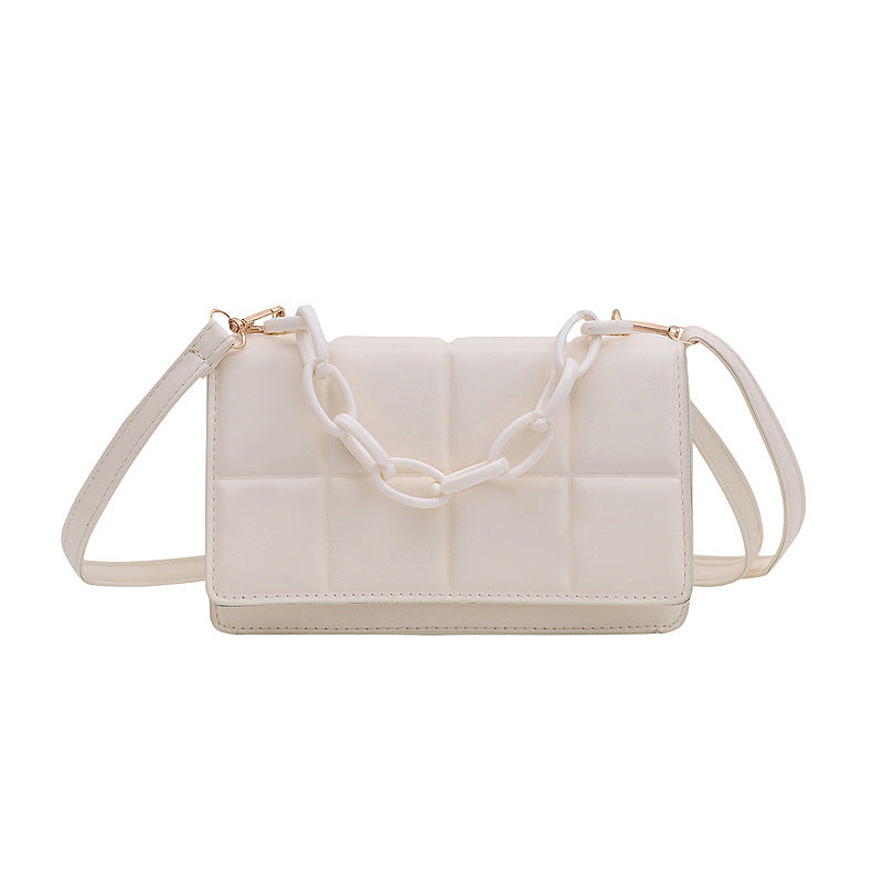 Simple Lattice Ladies Bag Chain Single Shoulder Messenger Fashionable And Popular Square Bag
