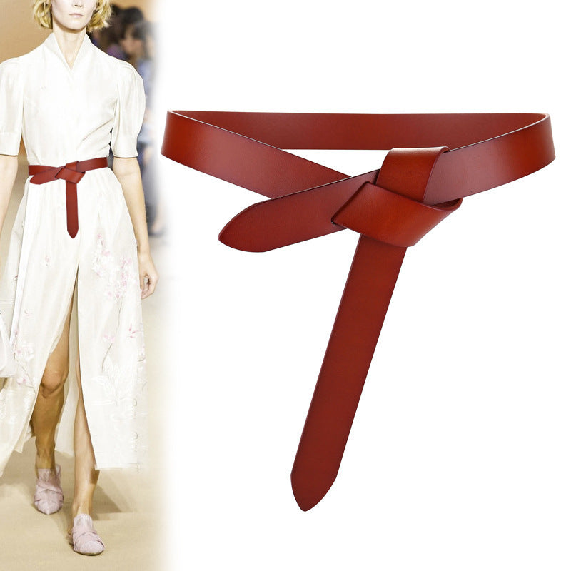 Knotted Decorative Woolen Coat With Belt Fashion Matching Dress