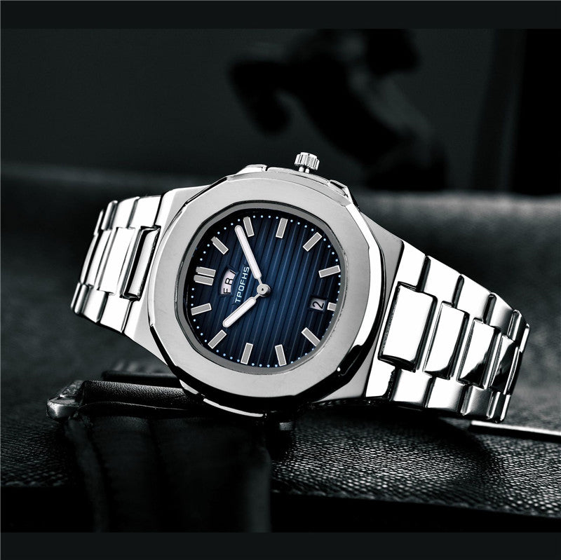 Double Calendar Luminous Net Red Quartz Men's Watch Simple Waterproof Steel Belt Parrot