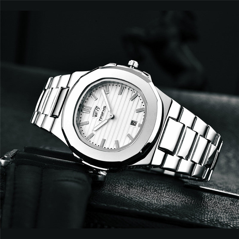 Double Calendar Luminous Net Red Quartz Men's Watch Simple Waterproof Steel Belt Parrot