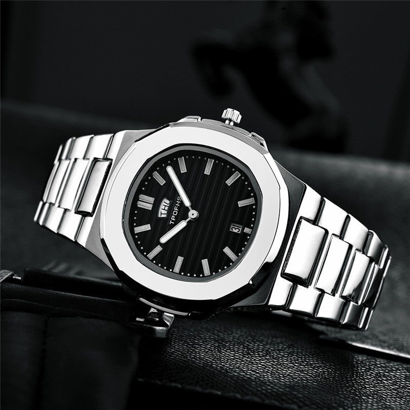 Double Calendar Luminous Net Red Quartz Men's Watch Simple Waterproof Steel Belt Parrot