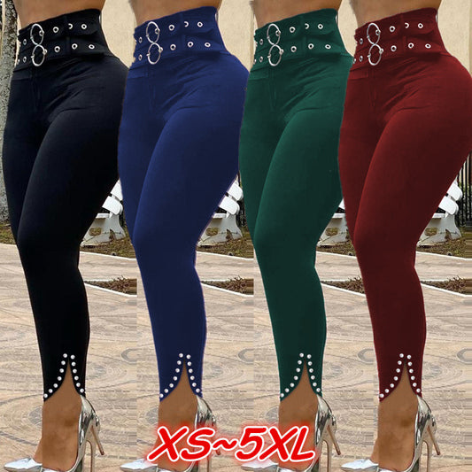 Solid Color High Waist Skinny Pants