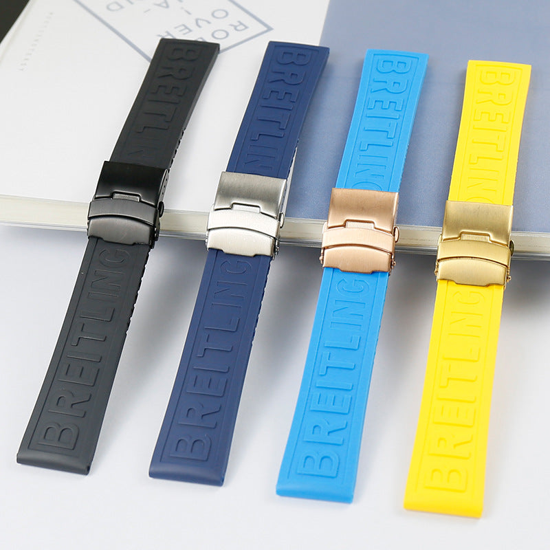 Rubber Watch Strap Watch Accessories Suitable For Bai Nianling Silicone Watch With Avenger Blackbird Folding Clasp 22mm24mm