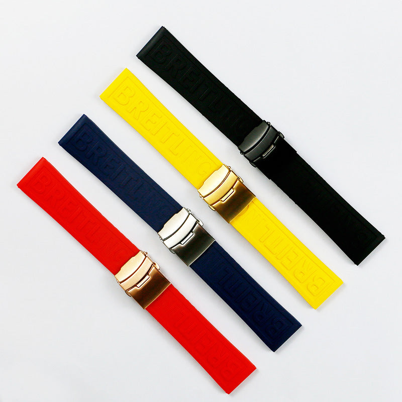 Rubber Watch Strap Watch Accessories Suitable For Bai Nianling Silicone Watch With Avenger Blackbird Folding Clasp 22mm24mm