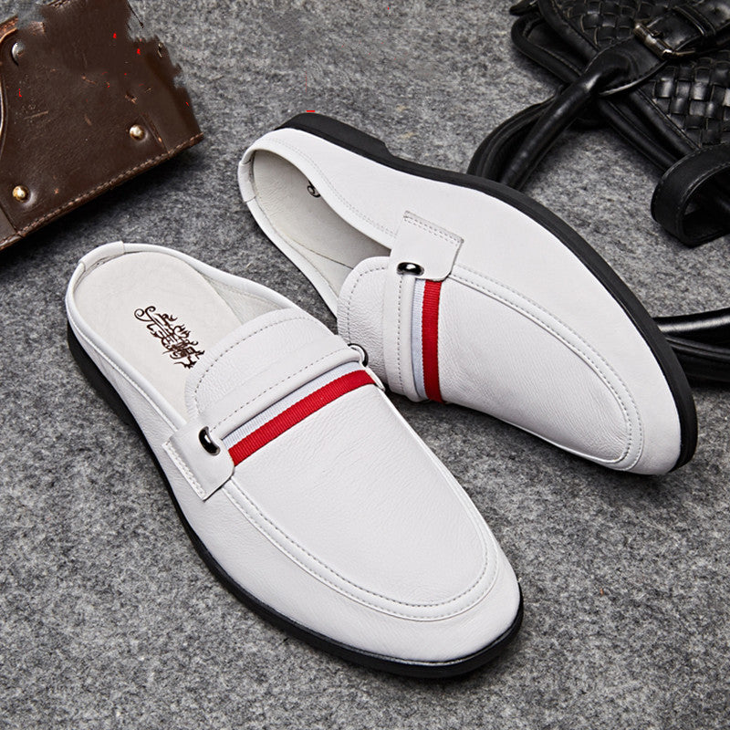 Summer Fashion Casual Men's Slippers, Soft Leather Soft Sole Baotou Half Slippers