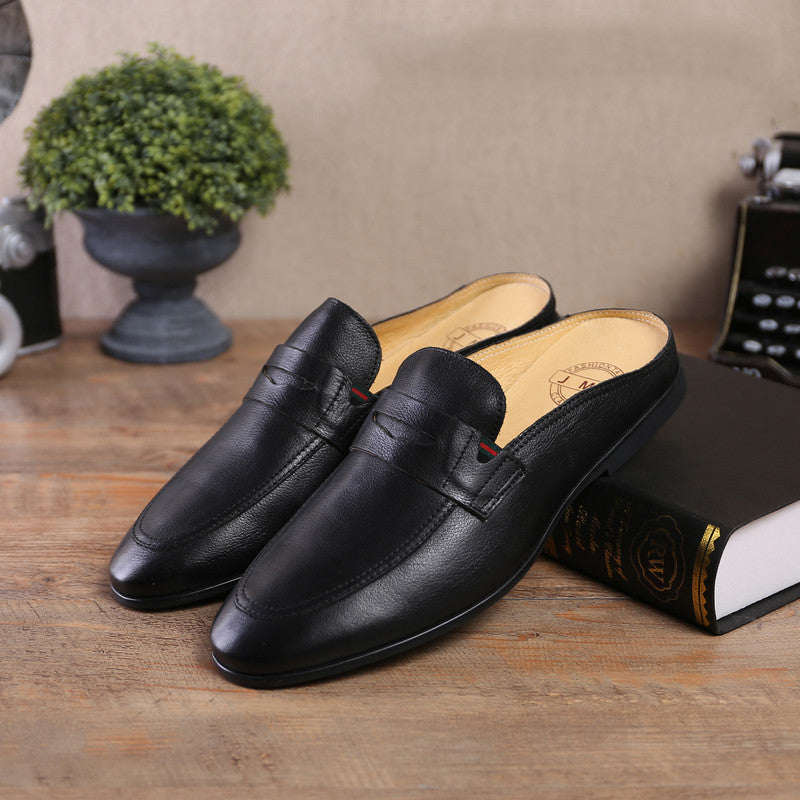 Summer Fashion Casual Men's Slippers, Soft Leather Soft Sole Baotou Half Slippers