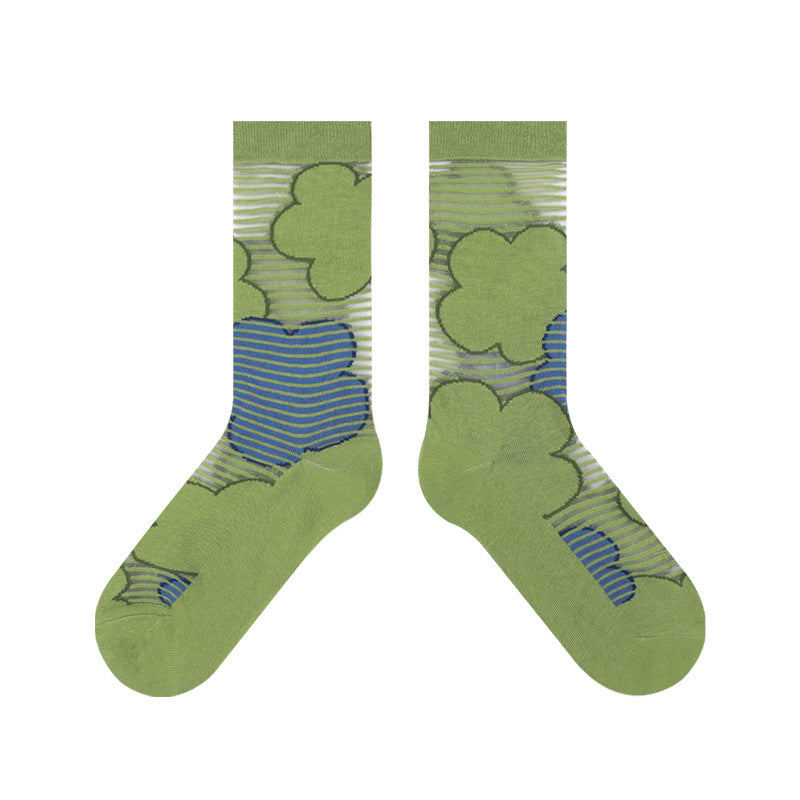 Spring And Summer Thin Breathable Glass Silk Socks Women's Tube Socks