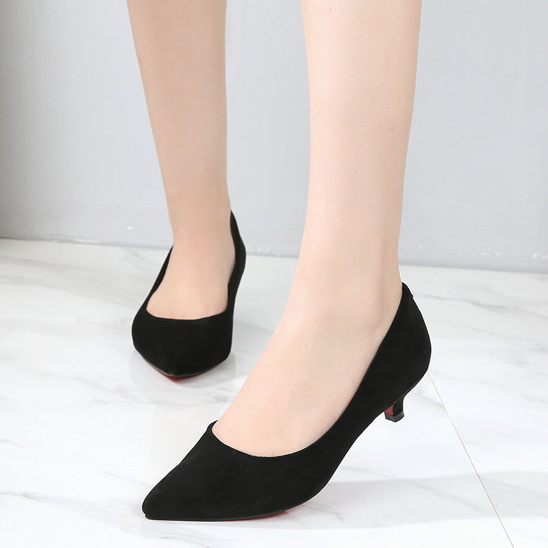 New Summer Large Size Women's Shoes 41-43 Stiletto Low Heel High Heels 3cm Pointed Toe Net Red Women's Singles Low Heel