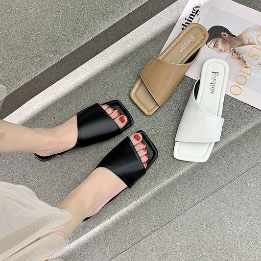 Fashion Square Head Roman Sandals And Slippers