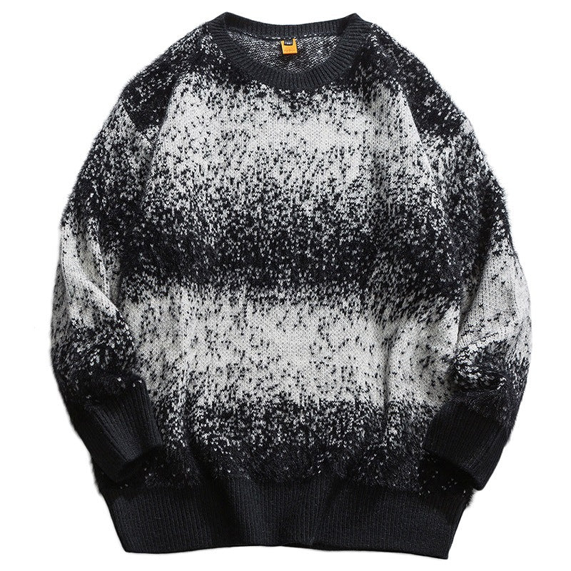 Japanese Wild Gradient Snowflake Loose College Style Pullover Sweater